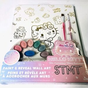 Hello Kitty 50th Anniversary‎ Gold Paint and Reveal Canvas Wall Art Kit Craft